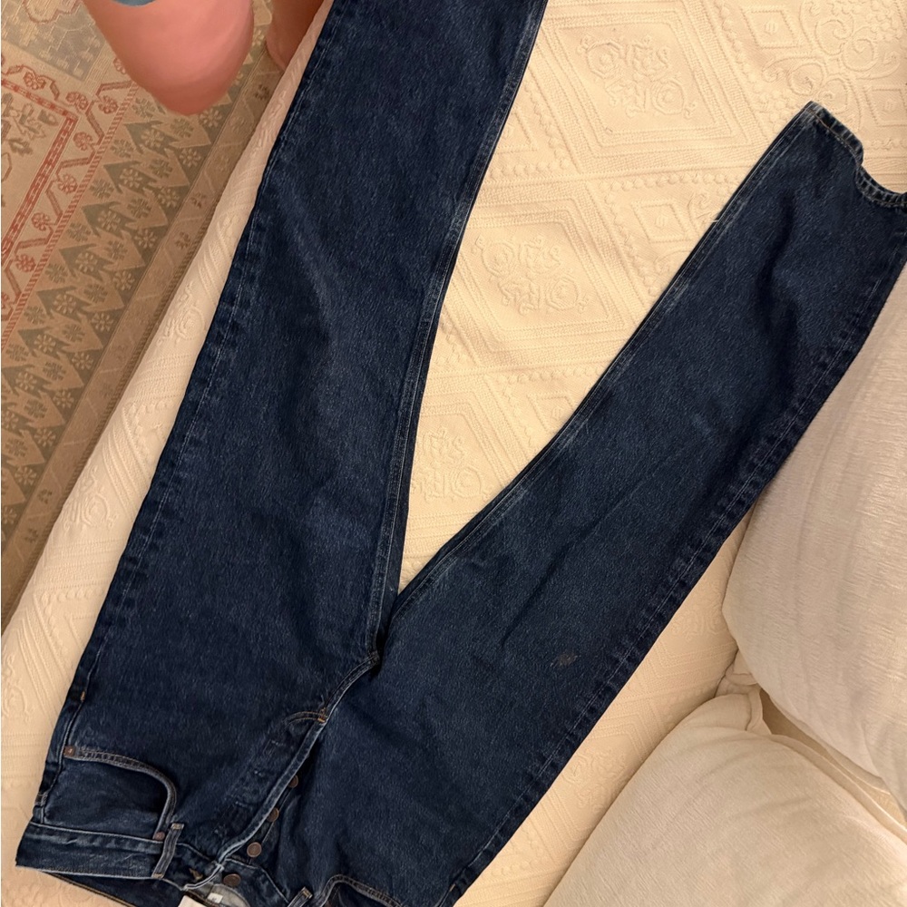 Agolde Dark Indigo Button-Fly Jeans
